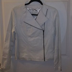 😍 NEW 100% GENUINE WHITE LEATHER BIKER JACKET